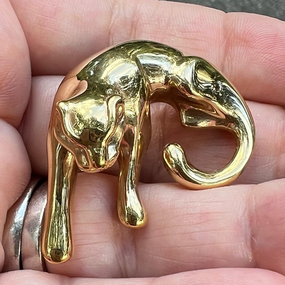 VINTAGE 14K YELLOW GOLD LARGE JAGUAR PANTHER SLIDE PENDANT WELL MADE